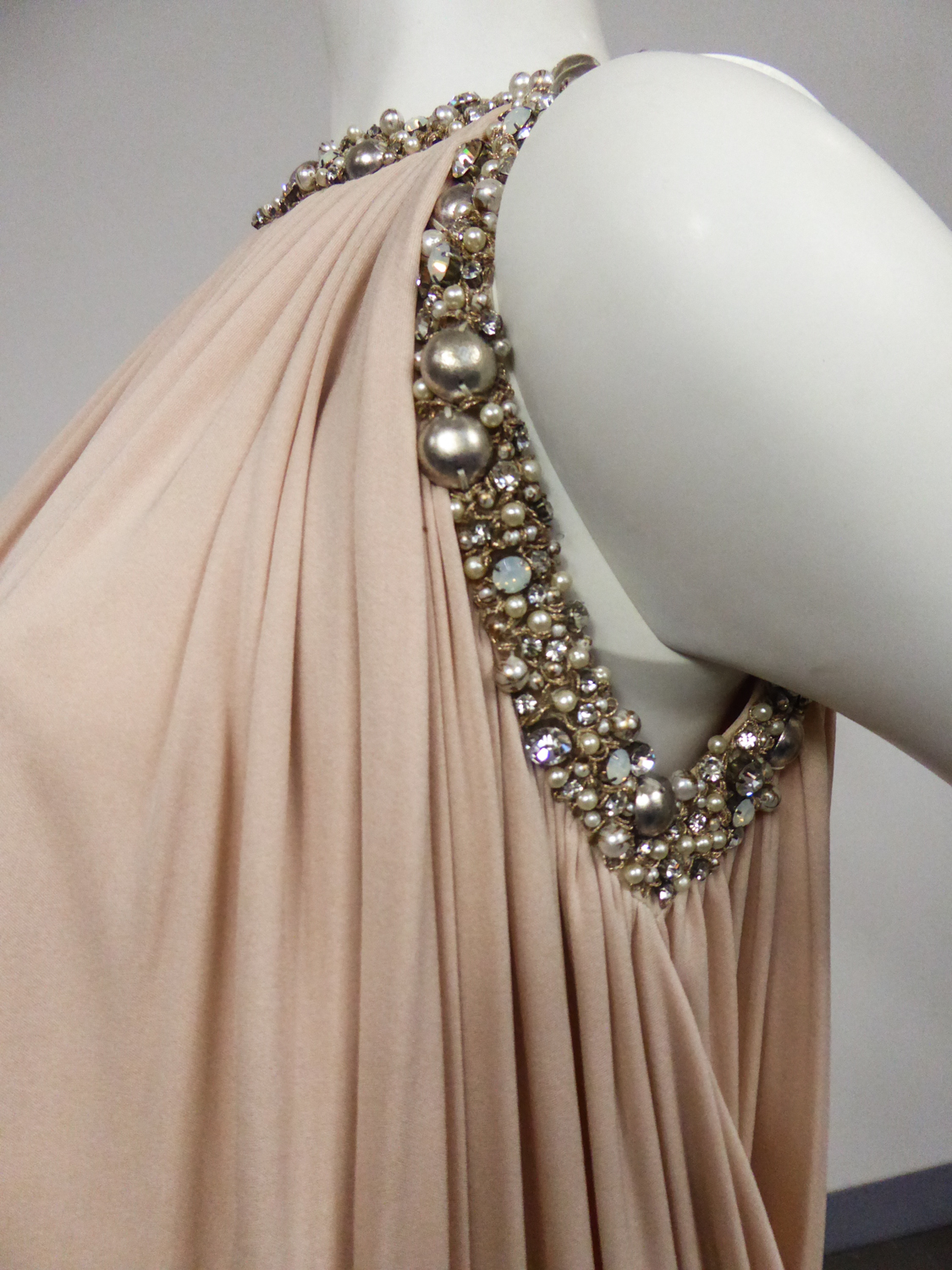 Sold at Auction: A Jean-Louis Scherrer by Stephane Rolland brown jersey  evening dress and fe