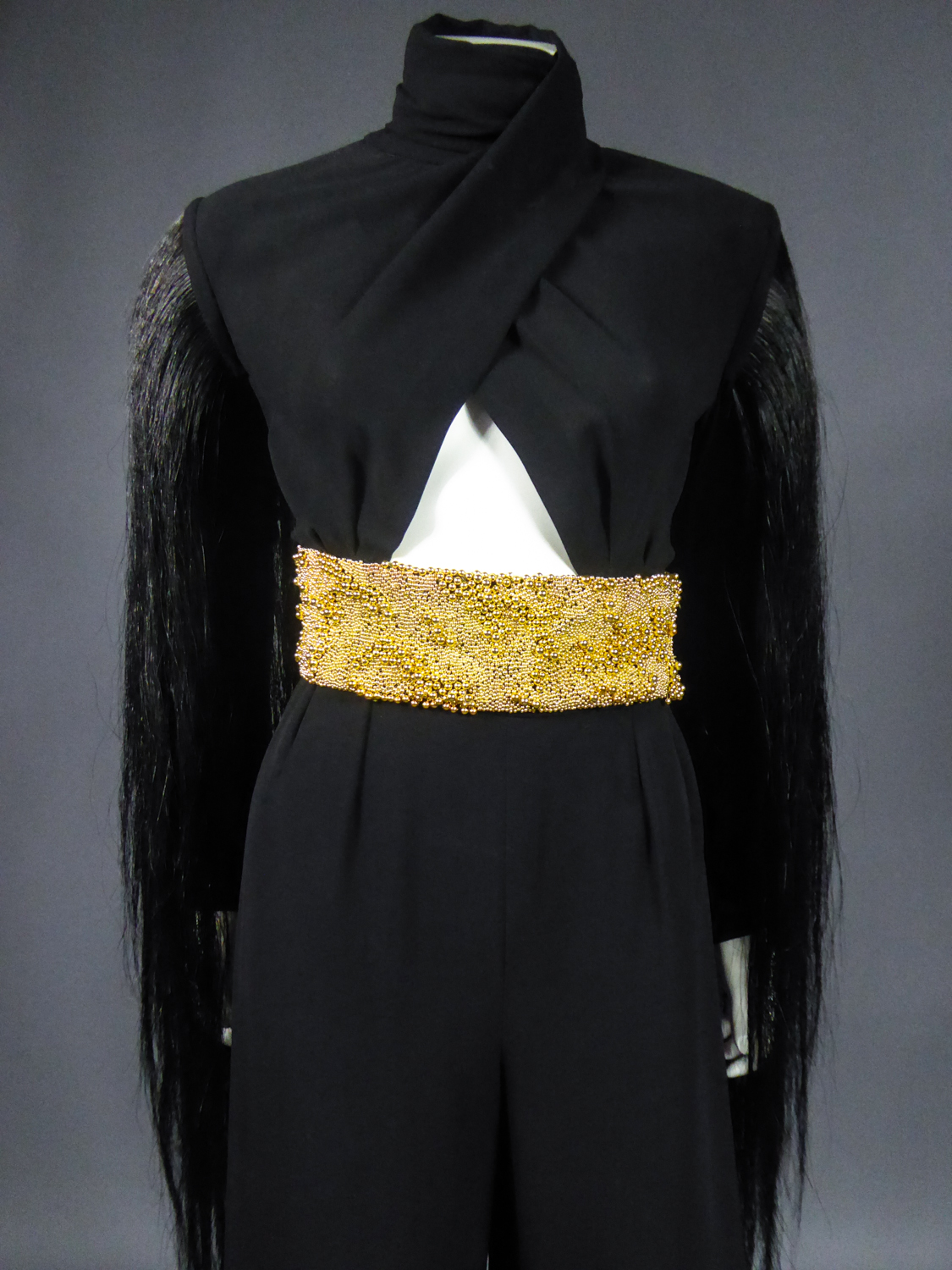 Sold at Auction: A Jean-Louis Scherrer by Stephane Rolland brown jersey  evening dress and fe
