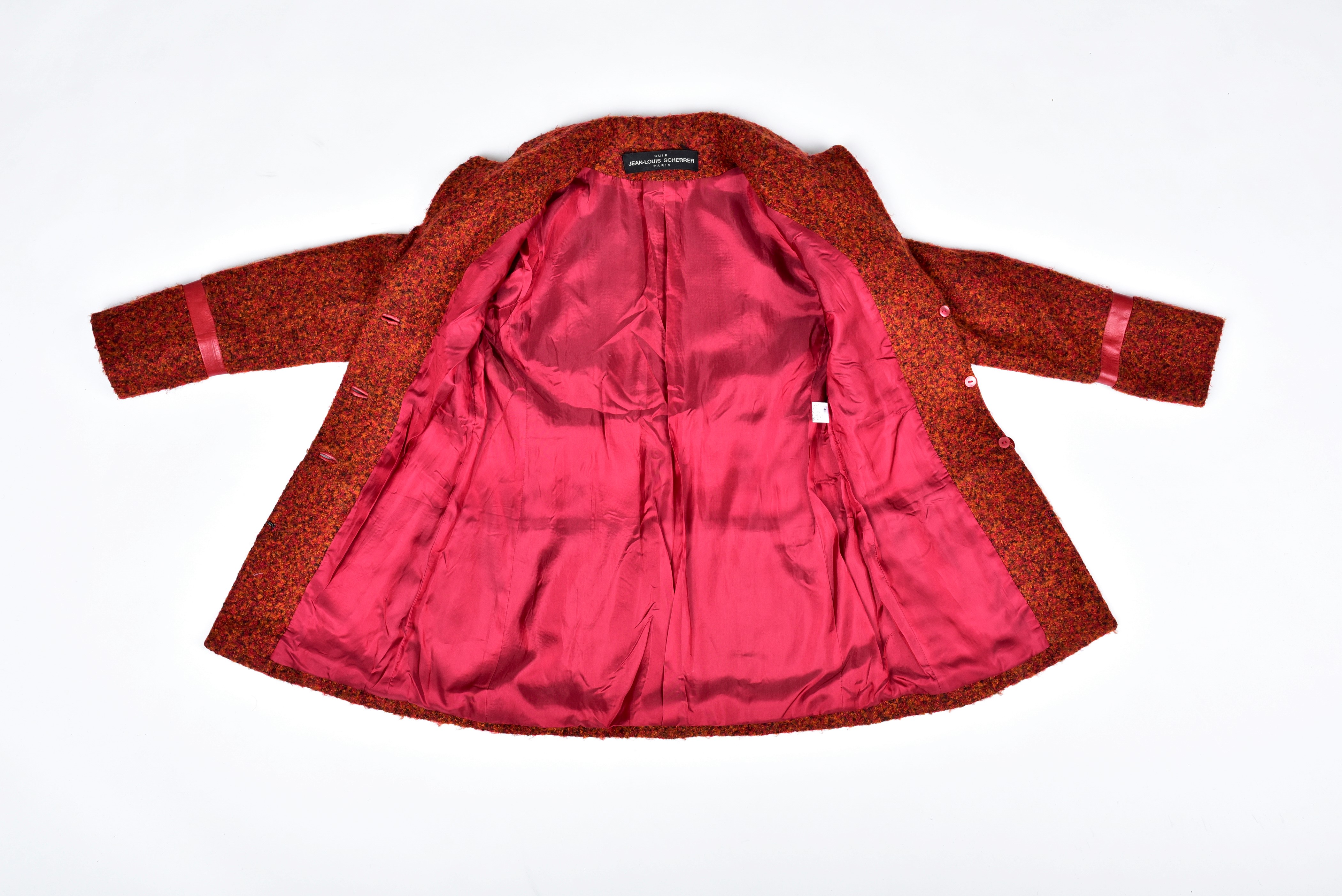 Jean Louis Scherrer Vintage Silk Tweed and Leather Jacket For Sale